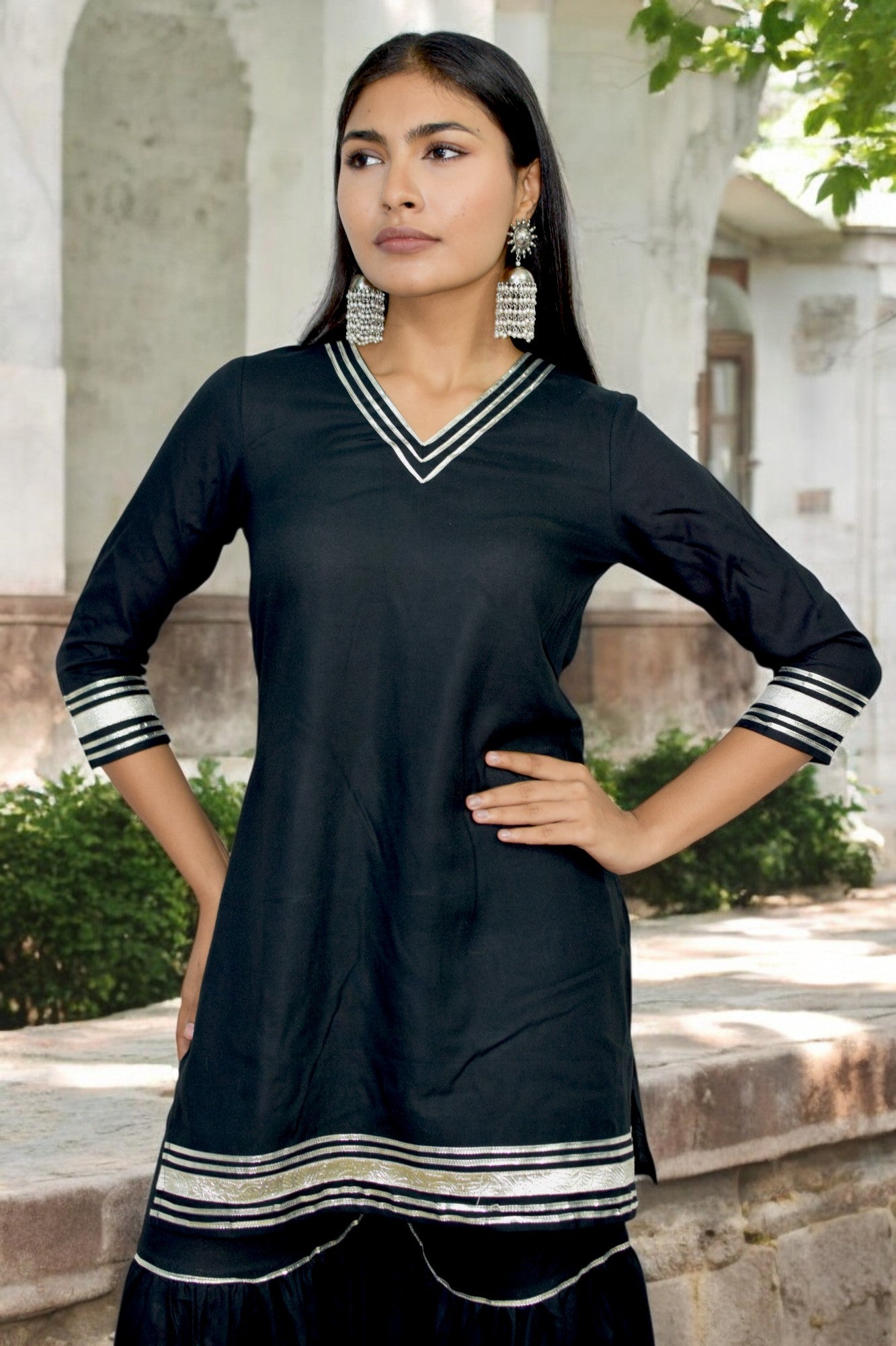 Midnight Black Beauty Sharara Set