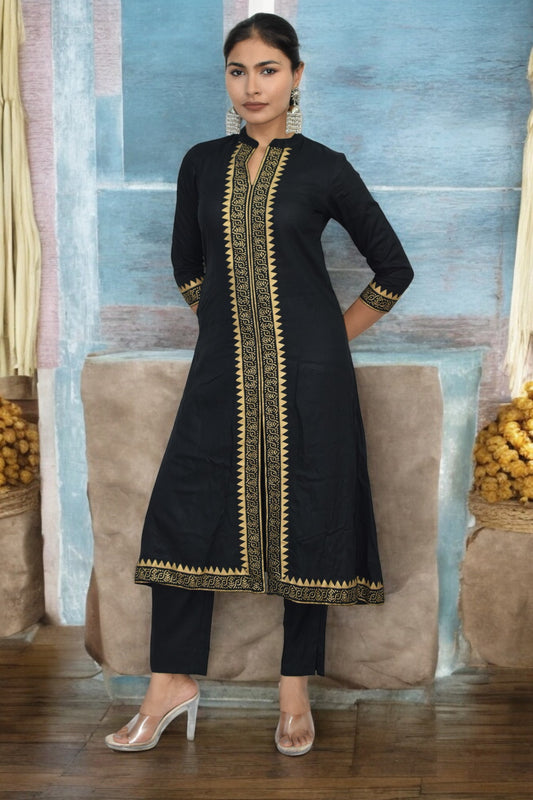 Black Chic cotton Kurta Set