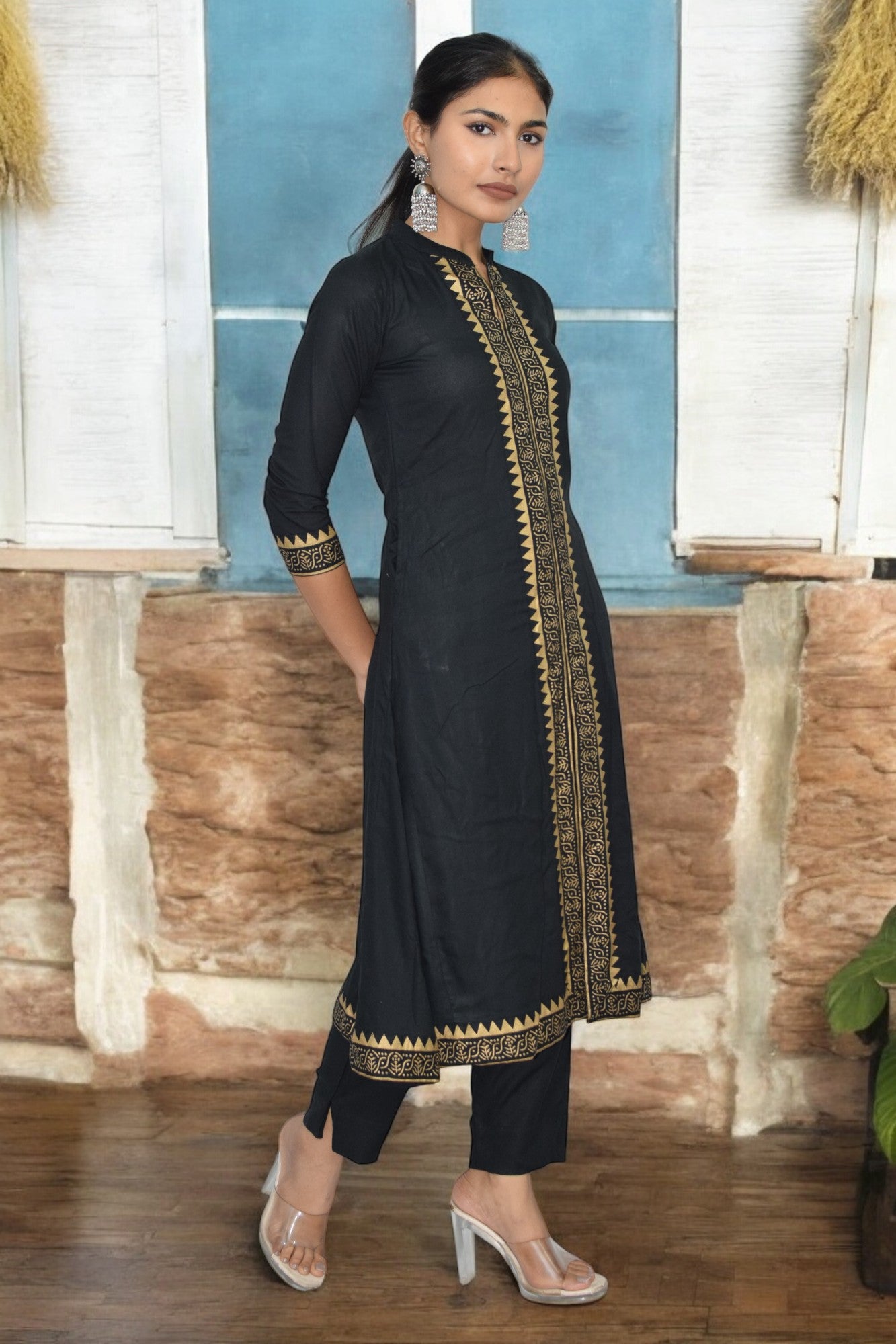 Black Chic cotton Kurta Set
