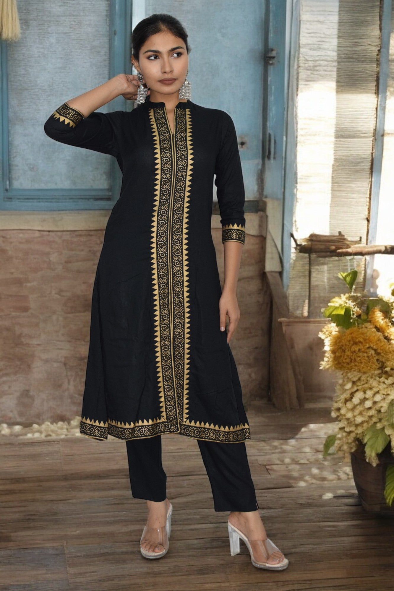 Black Chic cotton Kurta Set
