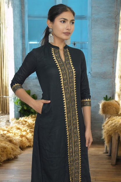 Black Chic cotton Kurta Set