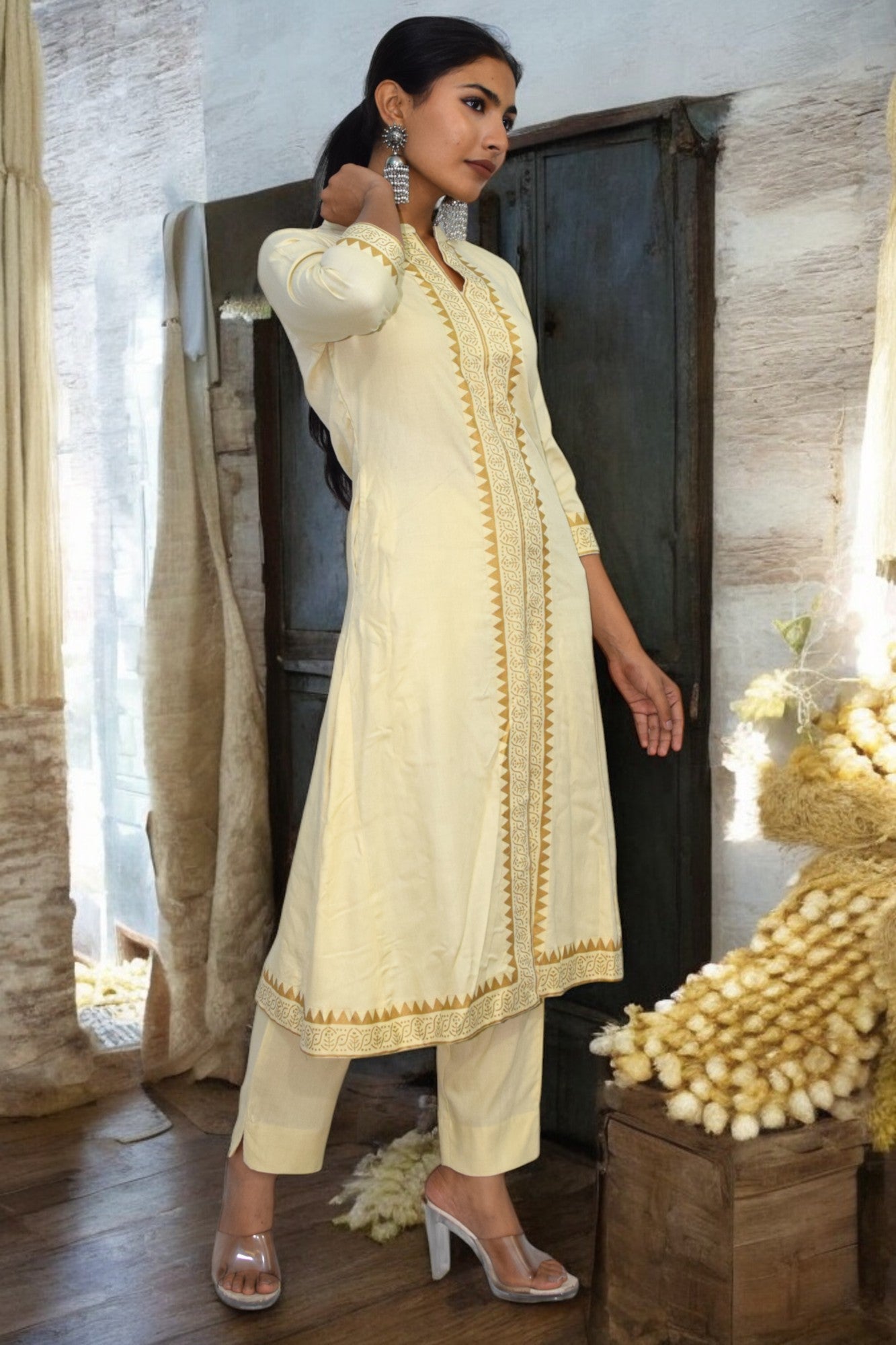 Beige Chic cotton Kurta Set