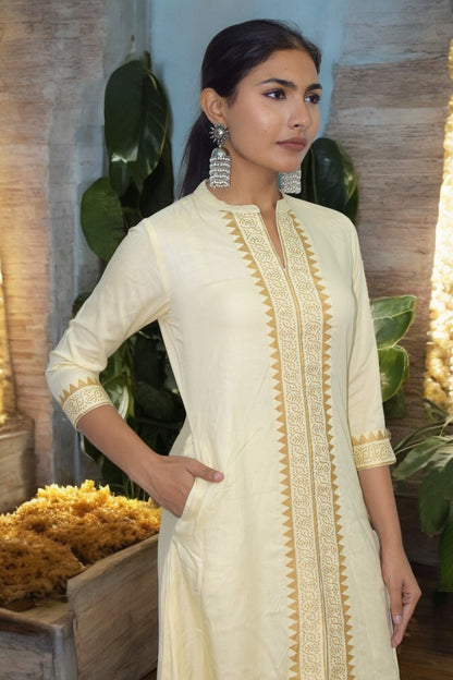 Beige Chic cotton Kurta Set