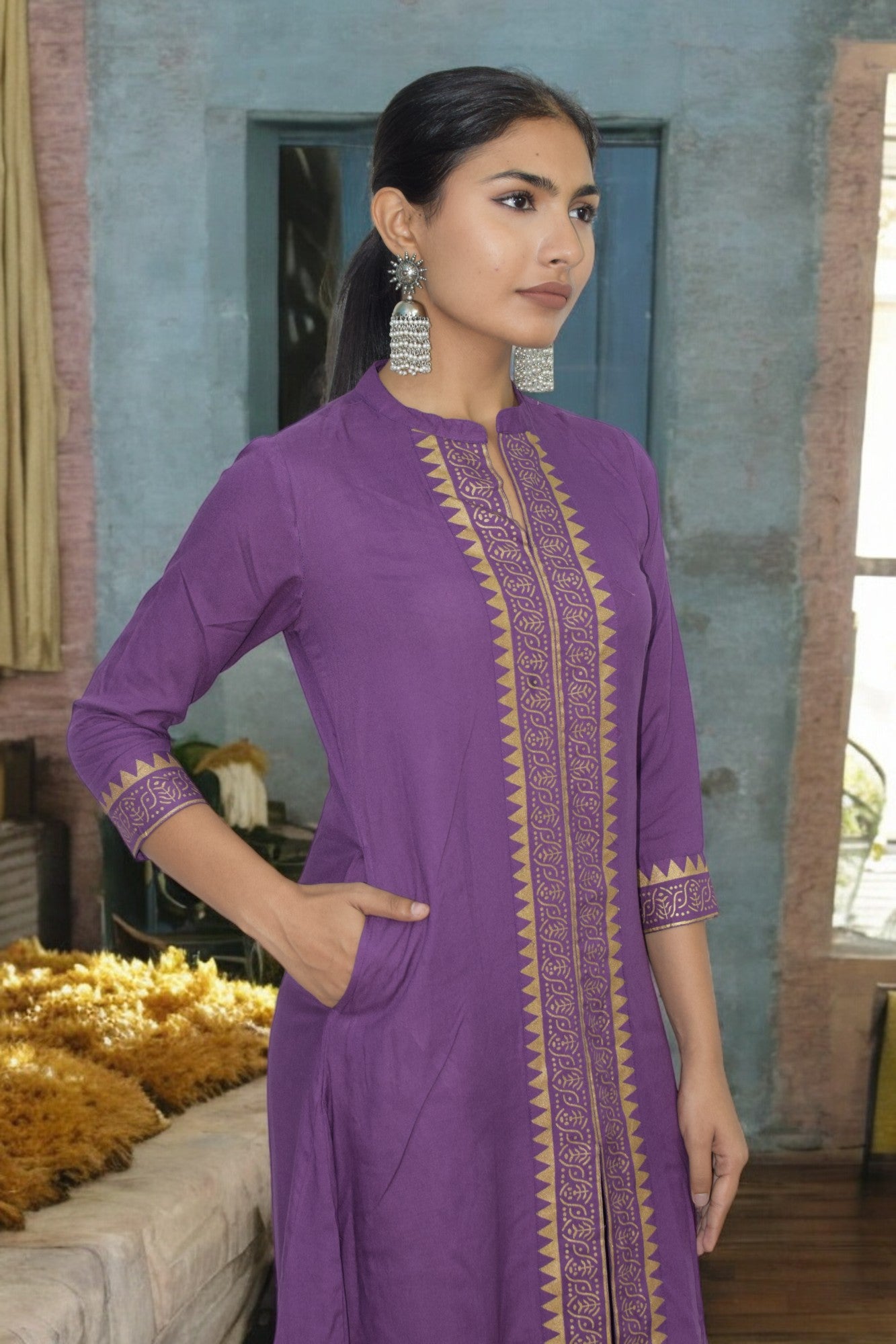 Purple Chic cotton Kurta Set
