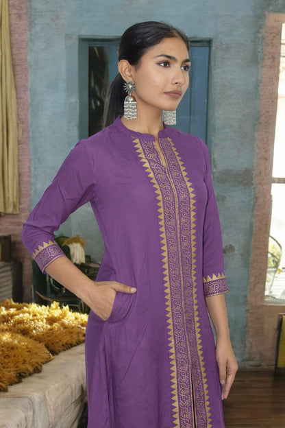 Purple Chic cotton Kurta Set
