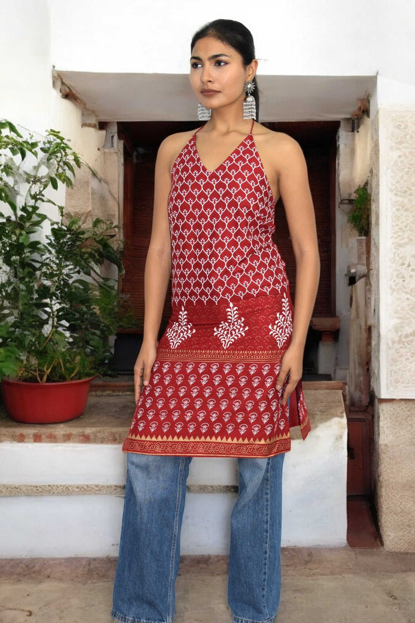 Aabroo Halter neck Kurta