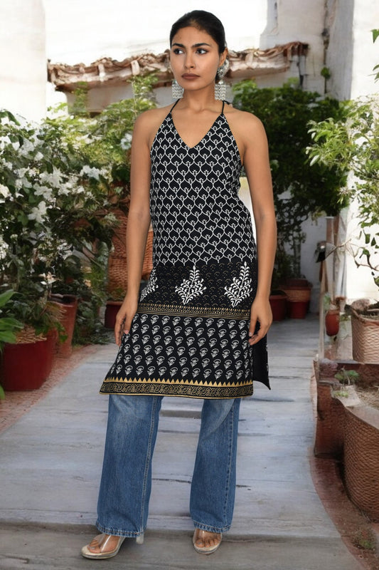 Kaali Chaandni Halter neck Kurta