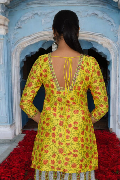 Sunshine Bloom Chanderi Silk Suit Set