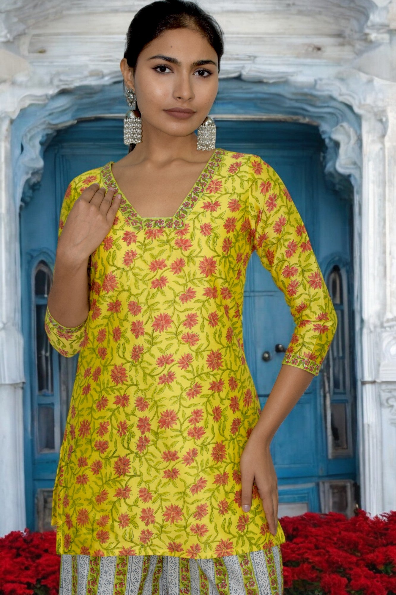 Sunshine Bloom Chanderi Silk Suit Set