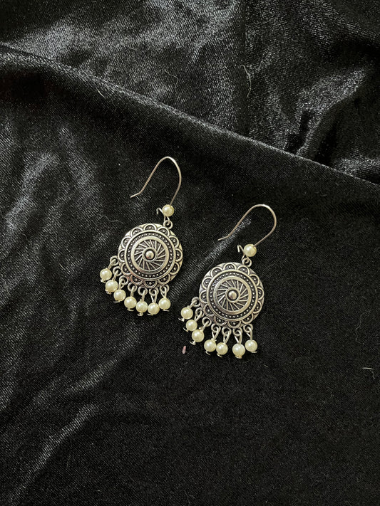 mandala oxidised earrings