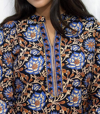 Blue Kalamkari short kurta