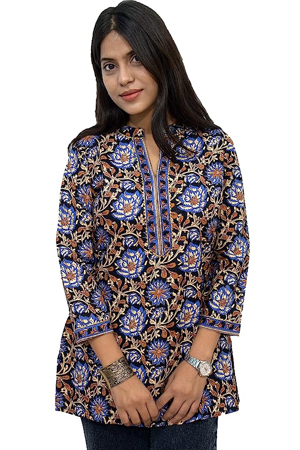 Blue Kalamkari short kurta