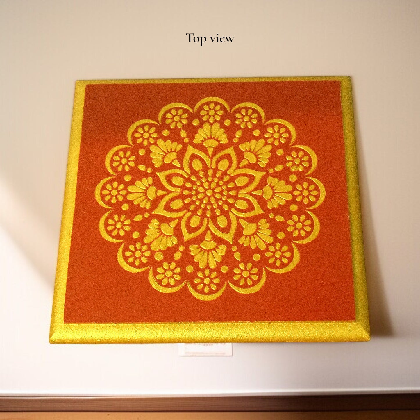 Red Handcrafted Wooden Pooja Chowki