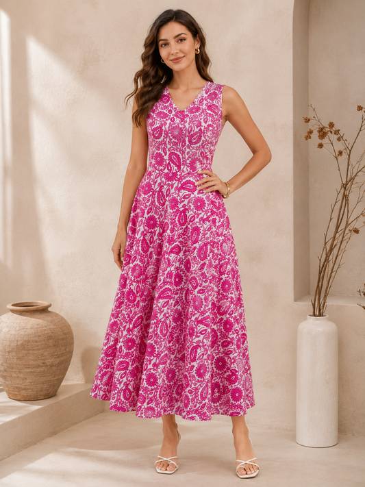 Rosé Bloom Midi Dress
