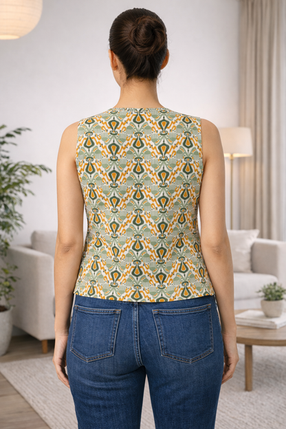 Verdant Loom  V-Neck cotton short top