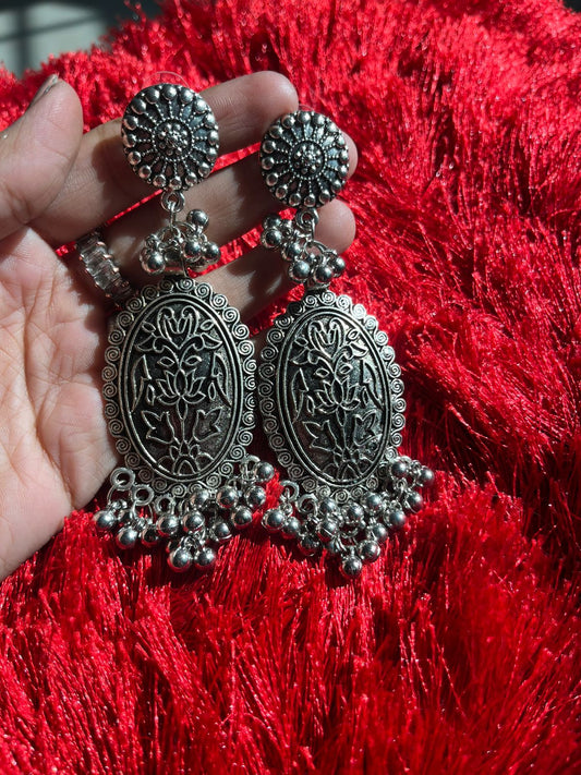 Kamal long oxidised earrings