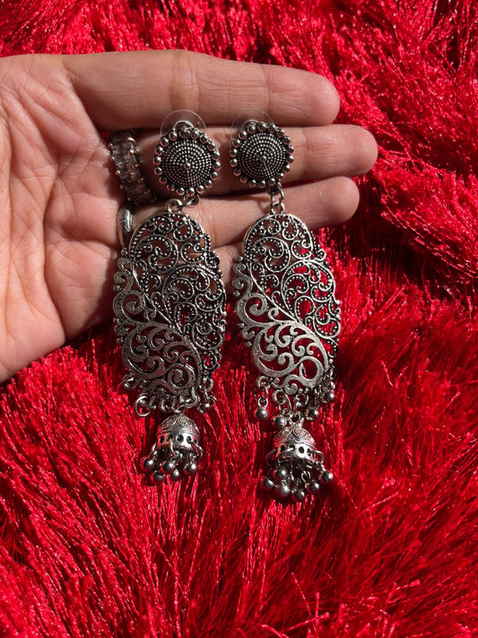 Jaal long oxidised earrings