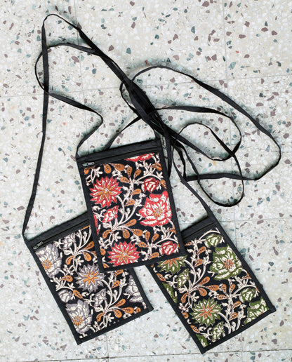 Kalamkari printed colourful Sling bag(set of 3)