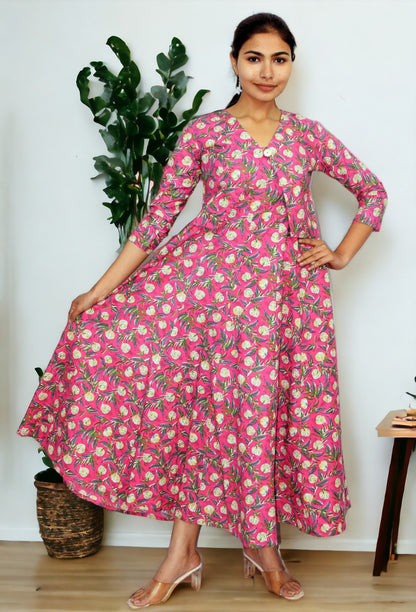 Pink tamatar Long Flared A Line Dress with jacket