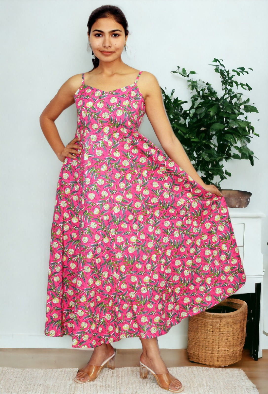 Pink tamatar Long Flared A Line Dress