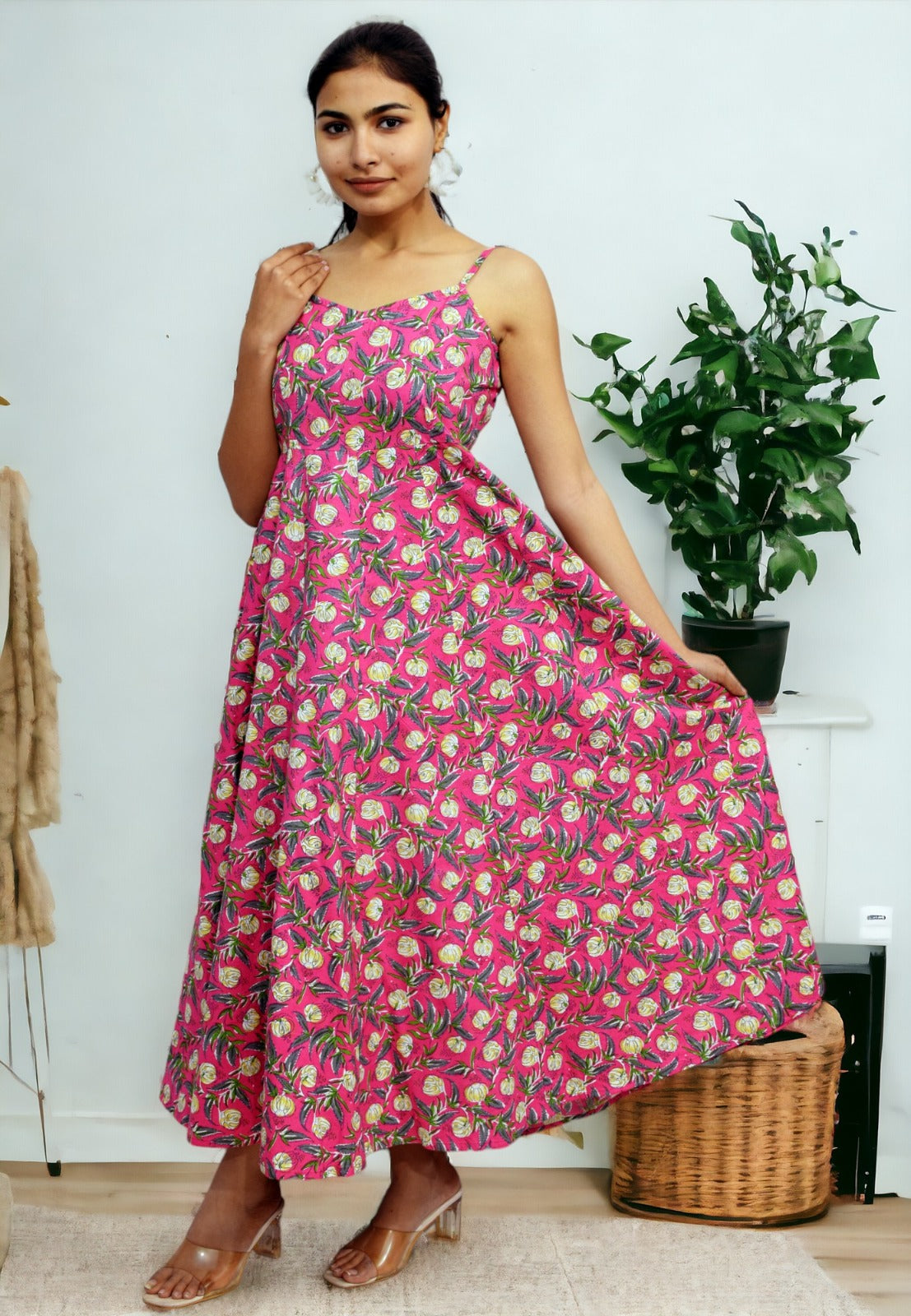 Pink tamatar Long Flared A Line Dress