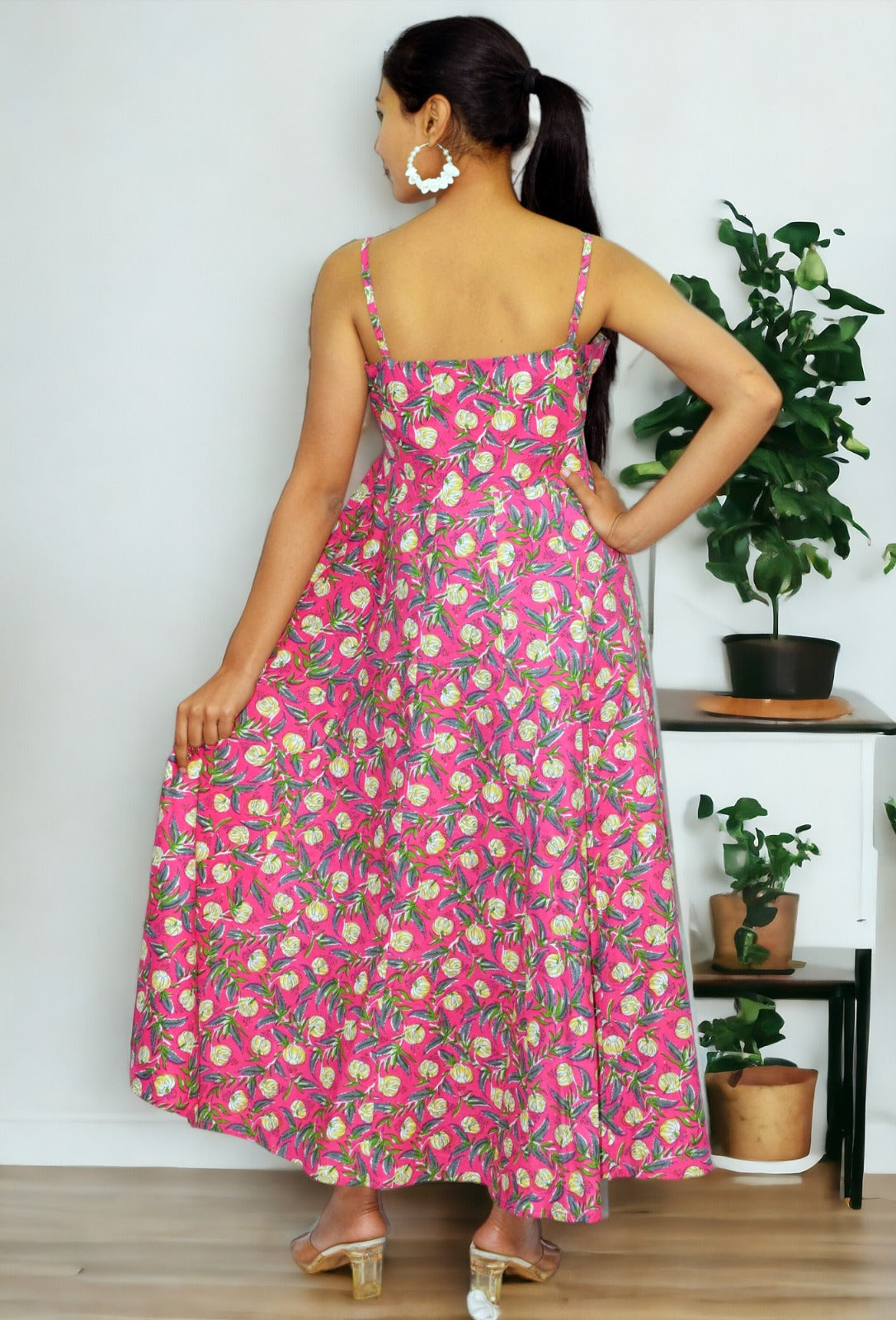 Pink tamatar Long Flared A Line Dress