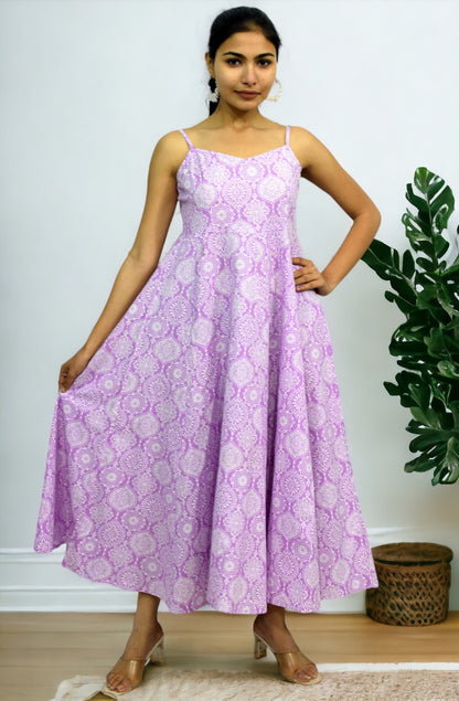 Purple mughal Long Flared A Line Dress with jacket