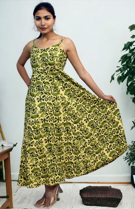 Green kamal Long Flared A Line Dress