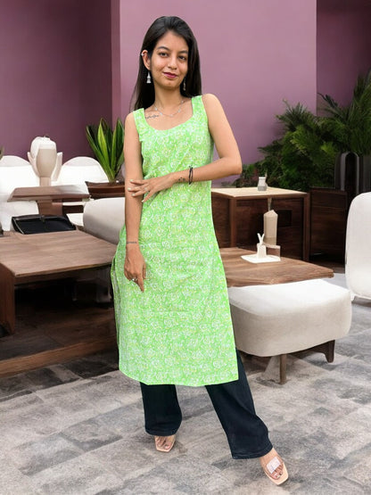 Neon Rose handblock broad long kurti