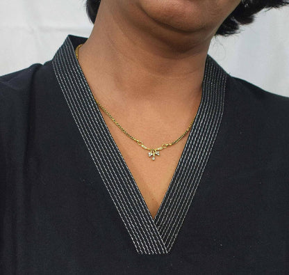 Black V-neck plain Coord Set