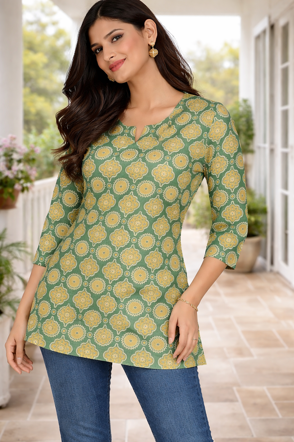 Olive Noor Printed Cotton Kurti