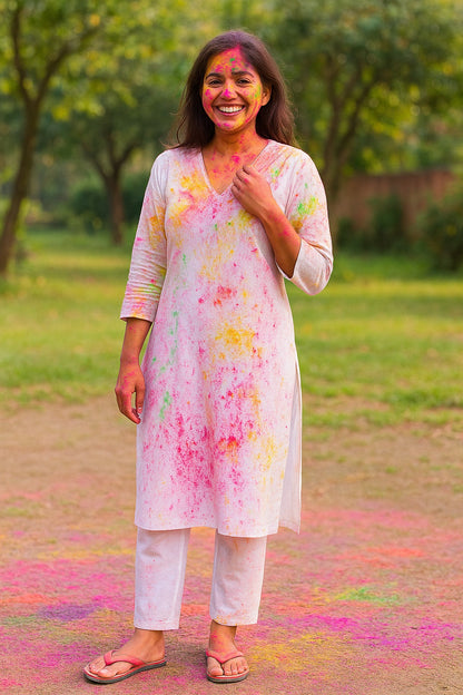 Nira White long Kurta Set