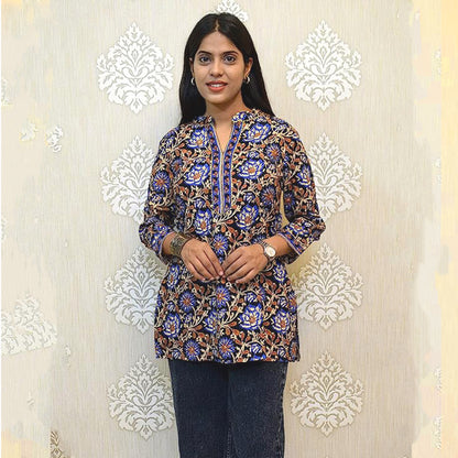 Blue Kalamkari short kurta