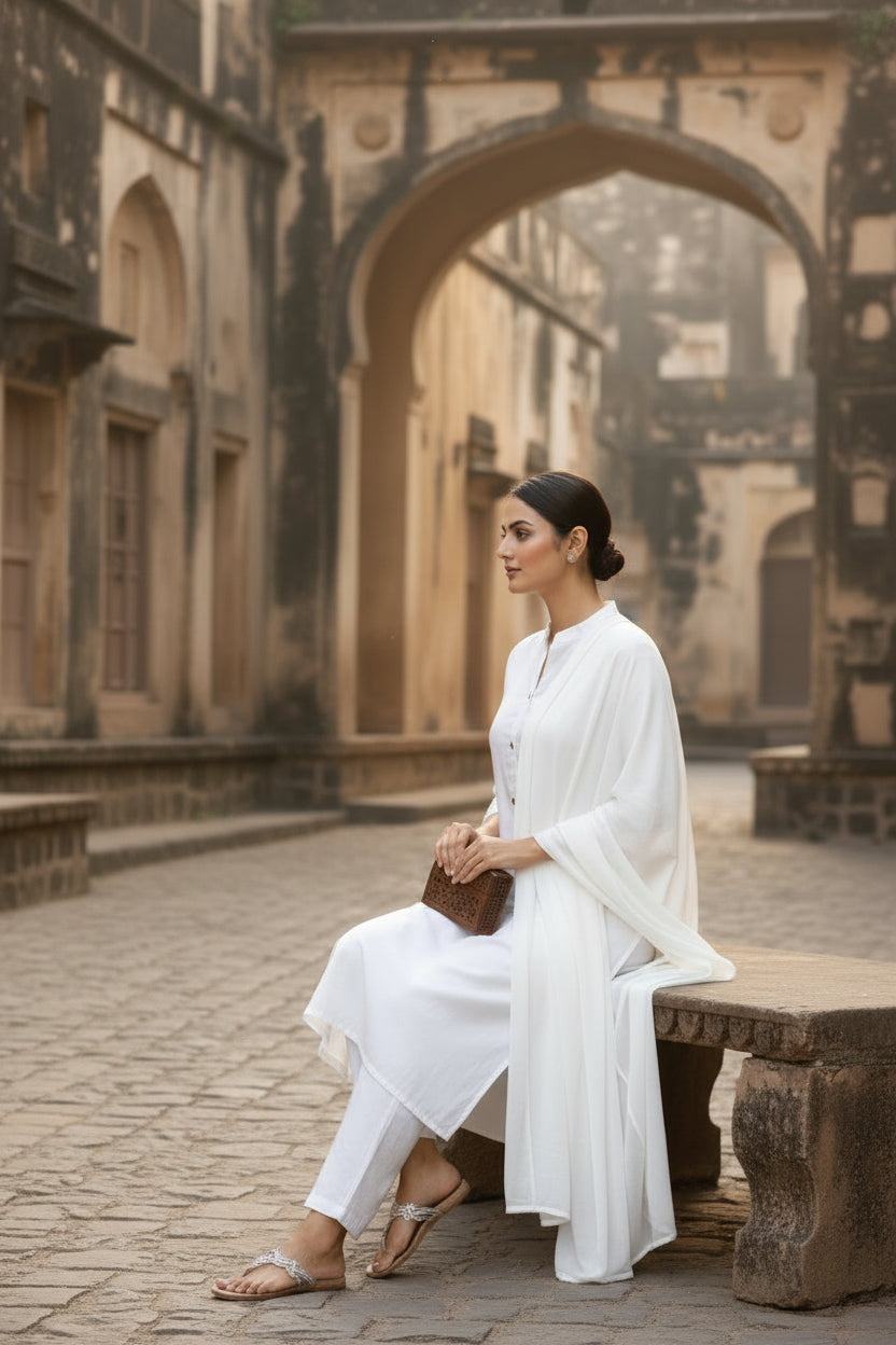 Noor-e-Safed womens white suit set