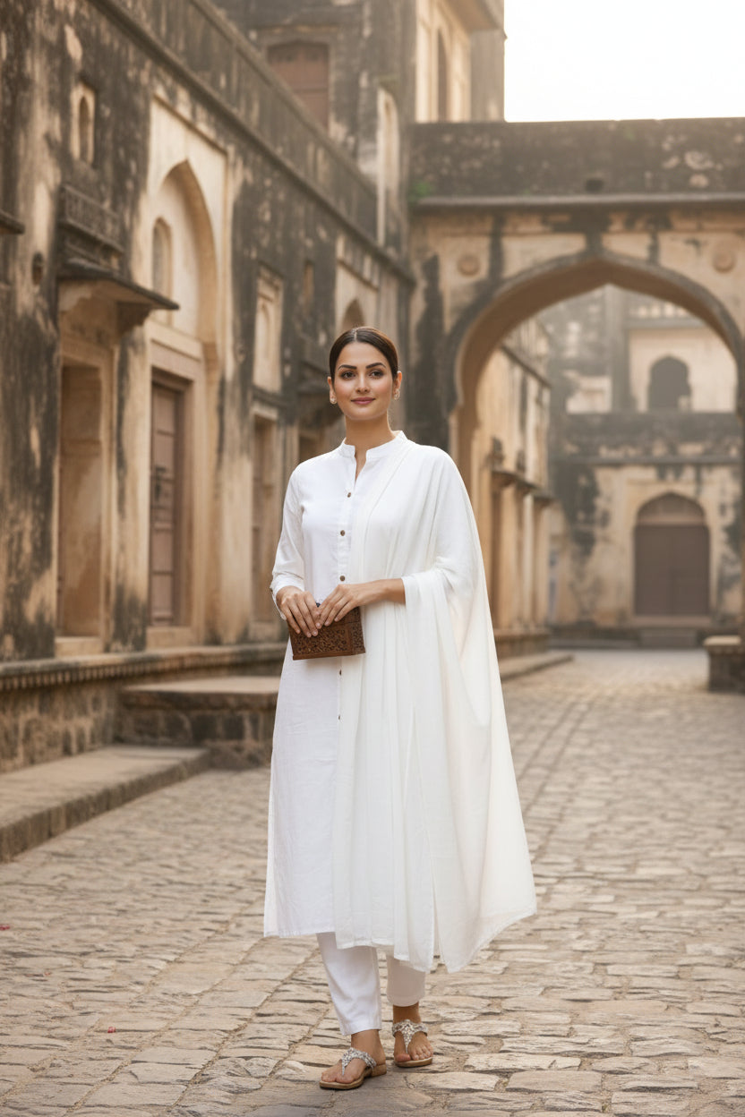 Noor-e-Safed womens white suit set