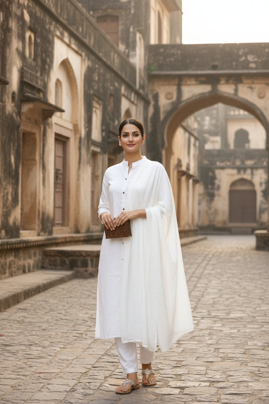 Noor-e-Safed womens white suit set