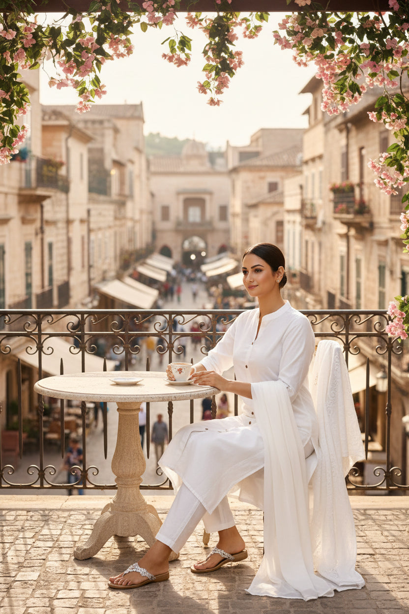 Noor-e-Safed womens white suit set