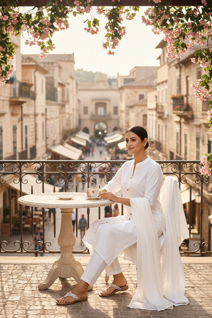 Noor-e-Safed womens white suit set