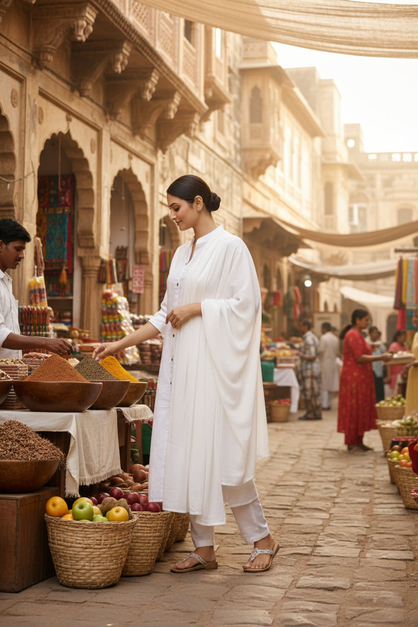 Noor-e-Safed womens white suit set