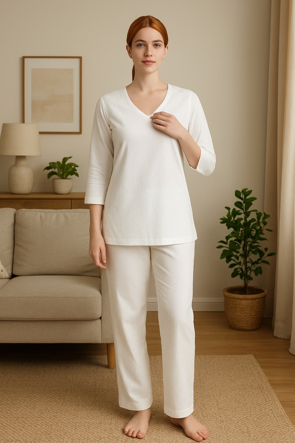 Élan White Short Kurta Set