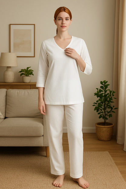 Élan White Short Kurta Set