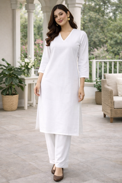 Saanjh Ivory Cotton office wear kurti set