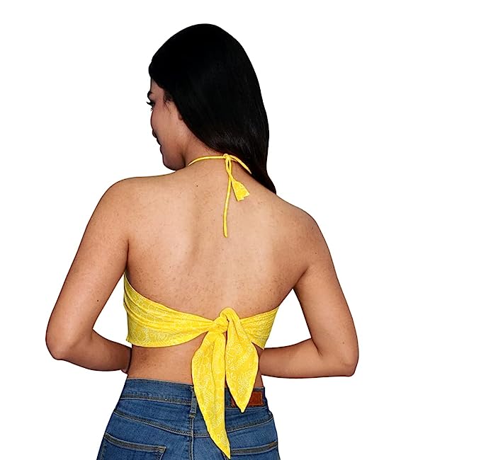 Yellow Halter neck crop top