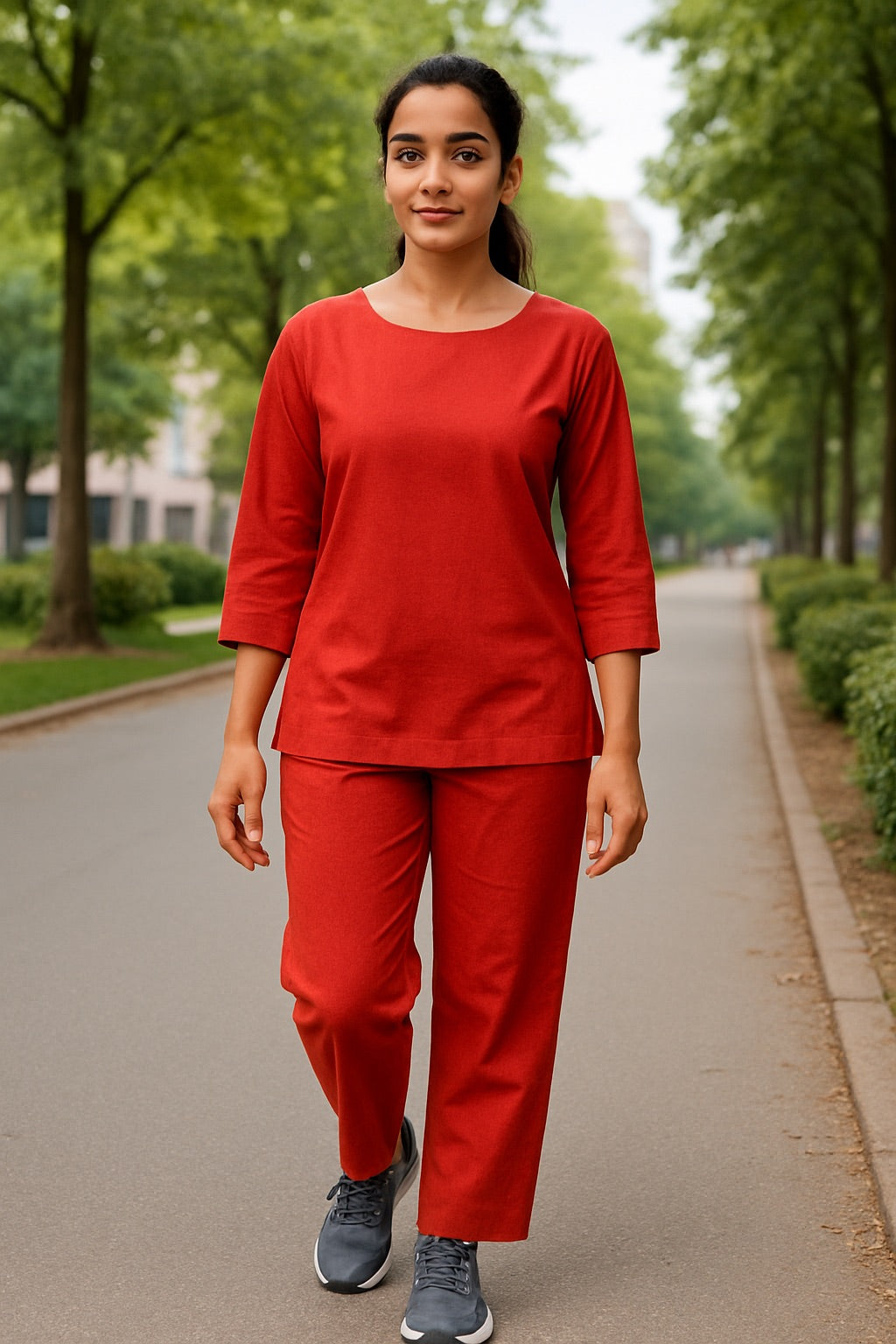 Pure cotton Red Yoga Set